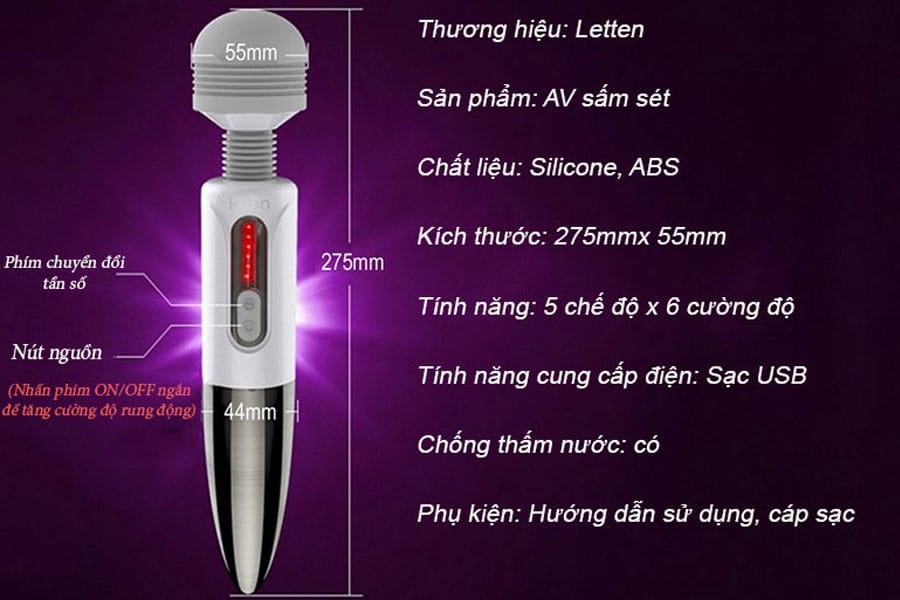 Chày rung massage siêu khủng Leten